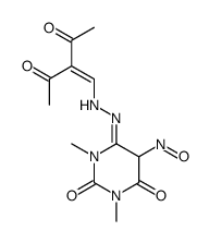 (6E)-6-[(2-acetyl-3-oxobut-1-enyl)hydrazinylidene]-1,3-dimethyl-5-nitroso-1,3-diazinane-2,4-dione结构式