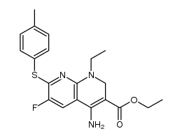 ethyl 4-amino-1-ethyl-6-fluoro-1,2-dihydro-7-(p-tolylthio)-1,8-naphthyridine-3-carboxylate结构式