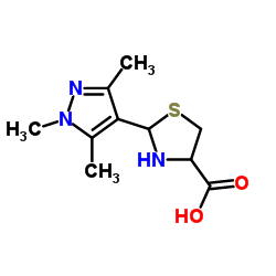 2-(1,3,5-Trimethyl-1H-pyrazol-4-yl)-1,3-thiazolidine-4-carboxylic acid结构式