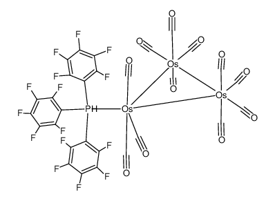 undecacarbonyl(tris(pentafluorophenyl)phosphine)triosmium Structure