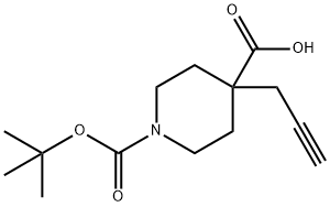 1-(叔丁氧基羰基)-4-(丙-2-炔-1-基)哌啶-4-羧酸结构式