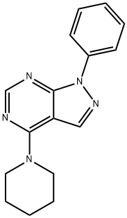 1-{1-苯基-1H-吡唑并[3,4-D]嘧啶-4-基}哌啶结构式