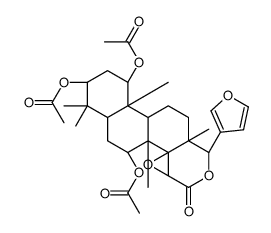 (13α,17aα)-1α,3α,7α-Triacetoxy-14β,15β:21,23-diepoxy-4,4,8-trimethyl-D-homo-24-nor-17-oxa-5α-chola-20,22-dien-16-one structure