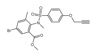 5-bromo-3-methyl-2-[methyl-(4-prop-2-ynyloxy-benzenesulfonyl)-amino]-benzoic acid methyl ester结构式