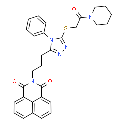 2-(3-(5-((2-oxo-2-(piperidin-1-yl)ethyl)thio)-4-phenyl-4H-1,2,4-triazol-3-yl)propyl)-1H-benzo[de]isoquinoline-1,3(2H)-dione结构式