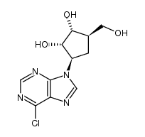 (-)-3-(6-chloro-purin-9-yl)-5-hydroxymethyl-cyclopentane-1,2-diol结构式