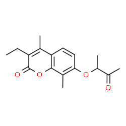3-ethyl-4,8-dimethyl-7-(3-oxobutan-2-yloxy)chromen-2-one结构式
