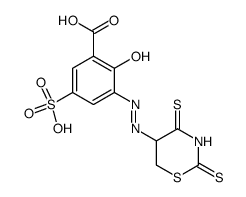 3-[(2,4-dithioxo-[1,3]thiazinan-5-ylidene)-hydrazino]-2-hydroxy-5-sulfo-benzoic acid Structure