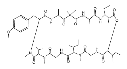 (3S)-Cyclo[L-Hmp-Gly-N-methyl-L-Ile-Gly-N-methyl-L-Val-N,O-dimethyl-L-Tyr-[(4S)-2,2,4-trimethyl-3-oxo-γAbu-]L-Ala-[(2S,3R)-3-ethyl-2-methyl βAla-]]结构式