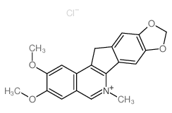 12H-[1,3]Dioxolo[5,6]indeno[1,2-c]isoquinolinium,2,3-dimethoxy-6-methyl-, chloride (1:1) Structure