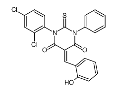 3-(2,4-dichlorophenyl)-5-(2-hydroxybenzylidene)-1-phenylthiobarbituric acid结构式