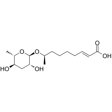 (R,E)-8-(((2R,3R,5R,6S)-3,5-dihydroxy-6-methyltetrahydro-2H-pyran-2-yl)oxy)non-2-enoic acid Structure