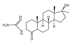 2'-amino-17β-hydroxy-17α-methyl-(2ξ,3ξ,5ξ)-2,3-dihydro-androstano[2,3-d]thiazol-4-one结构式