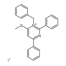 1-benzyl-6-(methylthio)-2,4-diphenylpyrimidin-1-ium iodide Structure