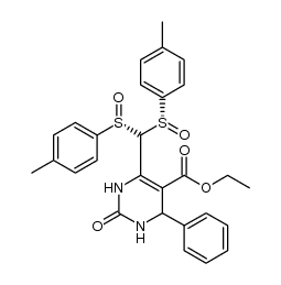 5-ethoxycarbonyl-6-[bis-(toluene-4-sulfinyl)methyl]-4-phenyl-3,4-dihydropyrimidin-2(1H)-one Structure