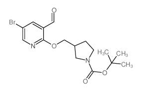 tert-Butyl 3-((5-bromo-3-formylpyridin-2-yloxy)-methyl)pyrrolidine-1-carboxylate structure