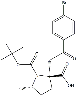 (2S,5S)-2-(2-(4-broMophenyl)-2-oxoethyl) 1-tert-butyl 5-Methylpyrrolidine-1,2-dicarboxylate结构式