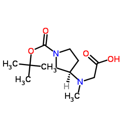 N-Methyl-N-[(3R)-1-{[(2-methyl-2-propanyl)oxy]carbonyl}-3-pyrrolidinyl]glycine Structure
