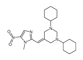 1,3-dicyclohexyl-5-[(1-methyl-5-nitroimidazol-2-yl)methylidene]-1,3-diazinane结构式