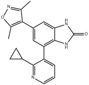 4-(2-Cyclopropylpyridin-3-yl)-6-(3,5-dimethylisoxazol-4-yl)-1H-benzo[d]imidazol-2(3H)-one结构式