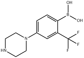 (4-(piperazin-1-yl)-2-(trifluoromethyl)phenyl)boronic acid结构式