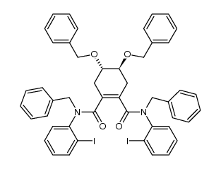 (4S,5S)-N1,N2-dibenzyl-4,5-bis(benzyloxy)-N1,N2-bis(2-iodophenyl)cyclohex-1-ene-1,2-dicarboxamide Structure