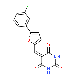 5-((5-(3-chlorophenyl)furan-2-yl)methylene)pyrimidine-2,4,6(1H,3H,5H)-trione结构式