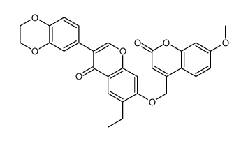 3-(2,3-dihydro-1,4-benzodioxin-6-yl)-6-ethyl-7-[(7-methoxy-2-oxochromen-4-yl)methoxy]chromen-4-one Structure