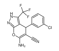 6-amino-4-(3-chlorophenyl)-3-(trifluoromethyl)-2,4-dihydropyrano[2,3-c]pyrazole-5-carbonitrile Structure