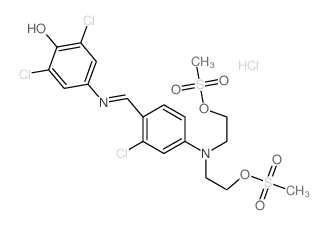 Phenol, 4-[[[4-[bis[2-[(methylsulfonyl)oxy]ethyl]amino]-2-chlorophenyl]met hylene]amino]-2,6-dichloro-, monohydrochloride structure