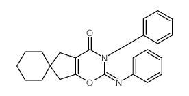 3-phenyl-2-phenyliminospiro[5,7-dihydrocyclopenta[e][1,3]oxazine-6,1'-cyclohexane]-4-one结构式