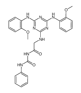 N-[4,6-bis-(2-methoxy-anilino)-[1,3,5]triazin-2-yl]-glycine phenylcarbamoyl-amide Structure