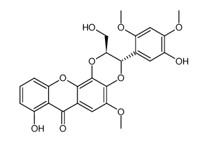 (2S)-2,3-Dihydro-8-hydroxy-3α-(5-hydroxy-2,4-dimethoxyphenyl)-2β-(hydroxymethyl)-5-methoxy-7H-1,4-dioxino[2,3-c]xanthen-7-one结构式