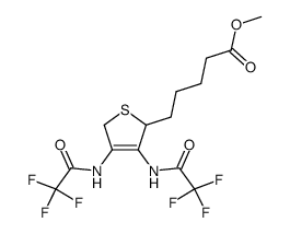 5-[3,4-bis-(2,2,2-trifluoro-acetylamino)-2,5-dihydro-thiophen-2-yl]-pentanoic acid methyl ester结构式