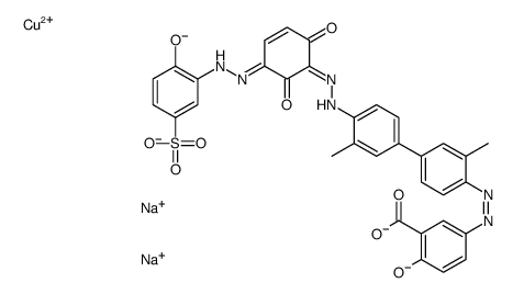 disodium [5-[[4'-[[2,6-dihydroxy-3-[(2-hydroxy-5-sulphophenyl)azo]phenyl]azo]-3,3'-dimethyl[1,1'-biphenyl]-4-yl]azo]salicylato(4-)]cuprate(2-)结构式