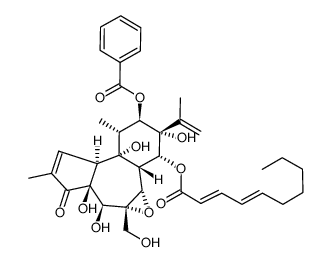 12-O-Benzoyl-14-O-(2E,4E)-decadienoyl-5β,12β-dihydroxyresiniferonol-6α,7α-oxide结构式