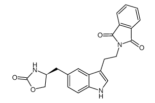 2-(2-{5-[(4S)-2-oxo-1,3-oxazolan-4-ylmethyl]-1H-3-indolyl}ethyl)-2,3,3a,7a-tetrahydro-1H-1,3-isoindoledione结构式