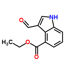 3-甲酰基-1H-吲哚-4-羧酸乙酯结构式