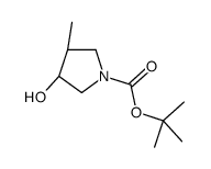 (3R,4S)-rel-3-羟基-4-甲基吡咯烷-1-羧酸叔丁基酯结构式