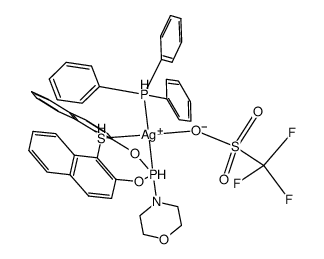 [Ag(OTf)(PPh3)(4-(dinaphtho[2,1-d:1',2'-g][1,3,6,2]dioxathiaphosphocin-4-yl)morpholine)] Structure