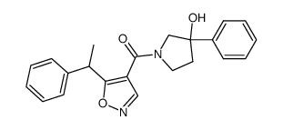3-phenyl-1-{[5-(1-phenylethyl)isoxazol-4-yl]carbonyl}pyrrolidin-3-ol结构式