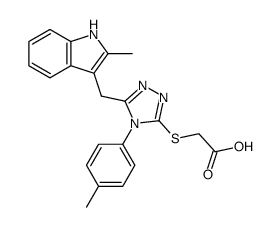 5-<3-(2-methylindolyl)methyl>-4-p-tolyl-1,2,4-triazol-3-ylthioglycolic acid结构式