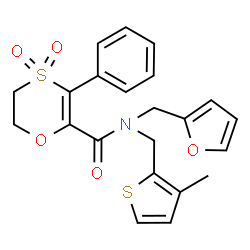 N-(furan-2-ylmethyl)-N-[(3-methylthiophen-2-yl)methyl]-3-phenyl-5,6-dihydro-1,4-oxathiine-2-carboxamide 4,4-dioxide结构式