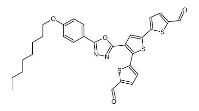 5-[5-(5-formylthiophen-2-yl)-4-[5-(4-octoxyphenyl)-1,3,4-oxadiazol-2-yl]thiophen-2-yl]thiophene-2-carbaldehyde结构式