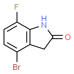 4-溴-7-氟二氢吲哚-2-酮结构式
