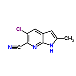 5-Chloro-2-methyl-1H-pyrrolo[2,3-b]pyridine-6-carbonitrile结构式