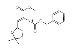 (Z)-2-Benzyloxycarbonylamino-3-(2,2-dimethyl-[1,3]dioxolan-4-yl)-acrylic acid methyl ester结构式