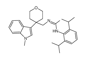 1-[2,6-di(propan-2-yl)phenyl]-3-[[4-(1-methylindol-3-yl)oxan-4-yl]methyl]urea结构式