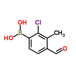 (2-Chloro-4-formyl-3-methylphenyl)boronic acid结构式