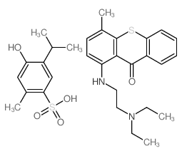 1-(2-diethylaminoethylamino)-4-methyl-thioxanthen-9-one; 4-hydroxy-2-methyl-5-propan-2-yl-benzenesulfonic acid picture